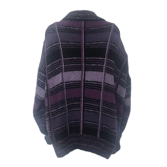 Vintage Dobrila Handknit 100% Wool Sweater Size Large Pockets Retro Plaid. - Picture 3 of 9